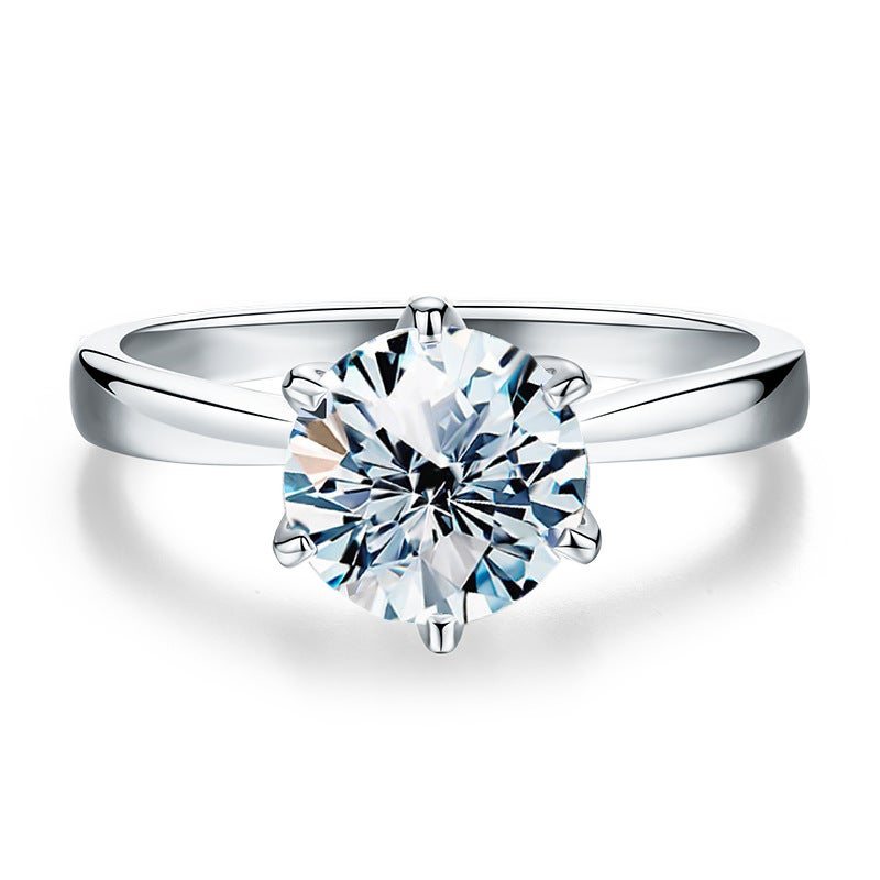 1 Carat Moissanite Platinum Ring Women 925 Silver 0.5 karat (Mossin Drill)