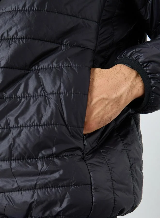 Styli  Men Black Oversized Puffer Jacket with Hood for Men | Best Price UAE