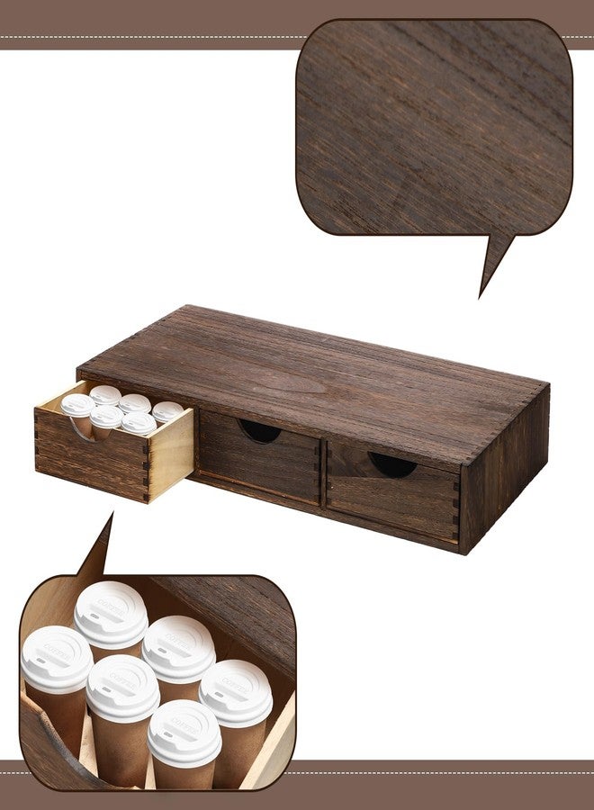 Suzile Coffee Pods Storage Holder Cabinet Vintage Countertop Storage Drawers Wooden K Cup Drawer Organizer Under Brewe for Home Office Accessories(3 Drawer) - Image 3
