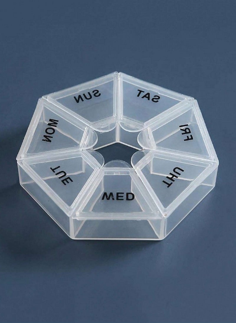 Weekly Circular Pill Organizer with Labeled Compartments - Compact Medication Storage for Easy Access - Image 1