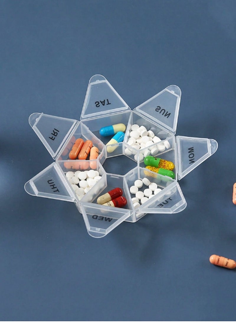 Weekly Circular Pill Organizer with Labeled Compartments - Compact Medication Storage for Easy Access - Image 2