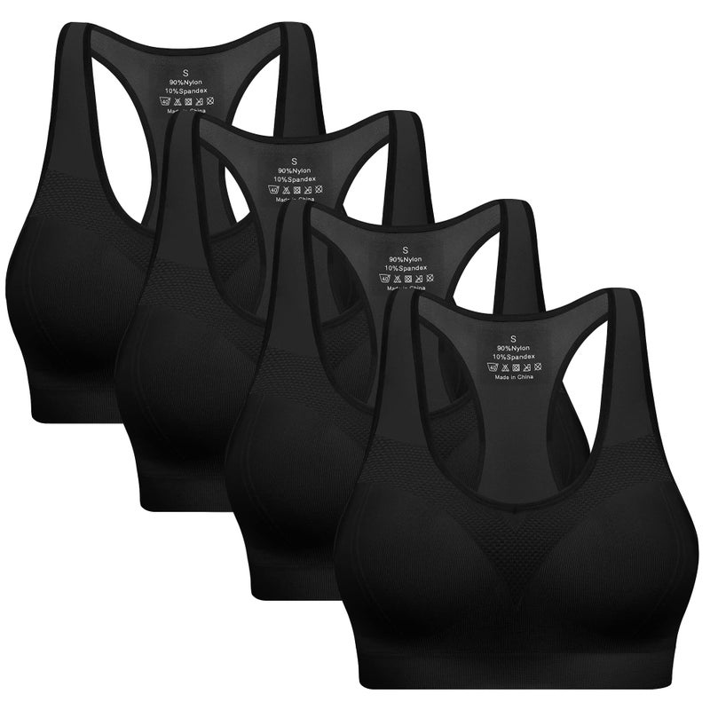 BHRIWRPY Racerback Sports Bras for Women with Pads - High Impact Athletic Tank Tops for Yoga and Workout Brassieres Bra - Image 1