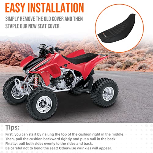 WIKIBB Grip Soft Seat Cover Fit for 2004-2018 Honda TRX 450 ER/TRX 450 R Wheeler Quad Multi Gripper Seat Cover #197 (All Black) - Image 4