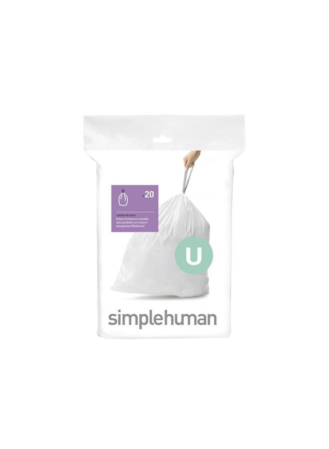 simplehuman CW0217 code U Custom Fit Bin Liners, White Plastic (Pack of 20 Liners) - Image 1