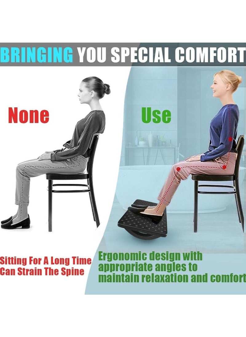 Arabest Ergonomic Foot Rest Under Desk, 180° Rocking Desk Foot Stool with Massage Surface, Foot Massager for Home, Office, Relieve Leg Pressure (Black)  - Image 3