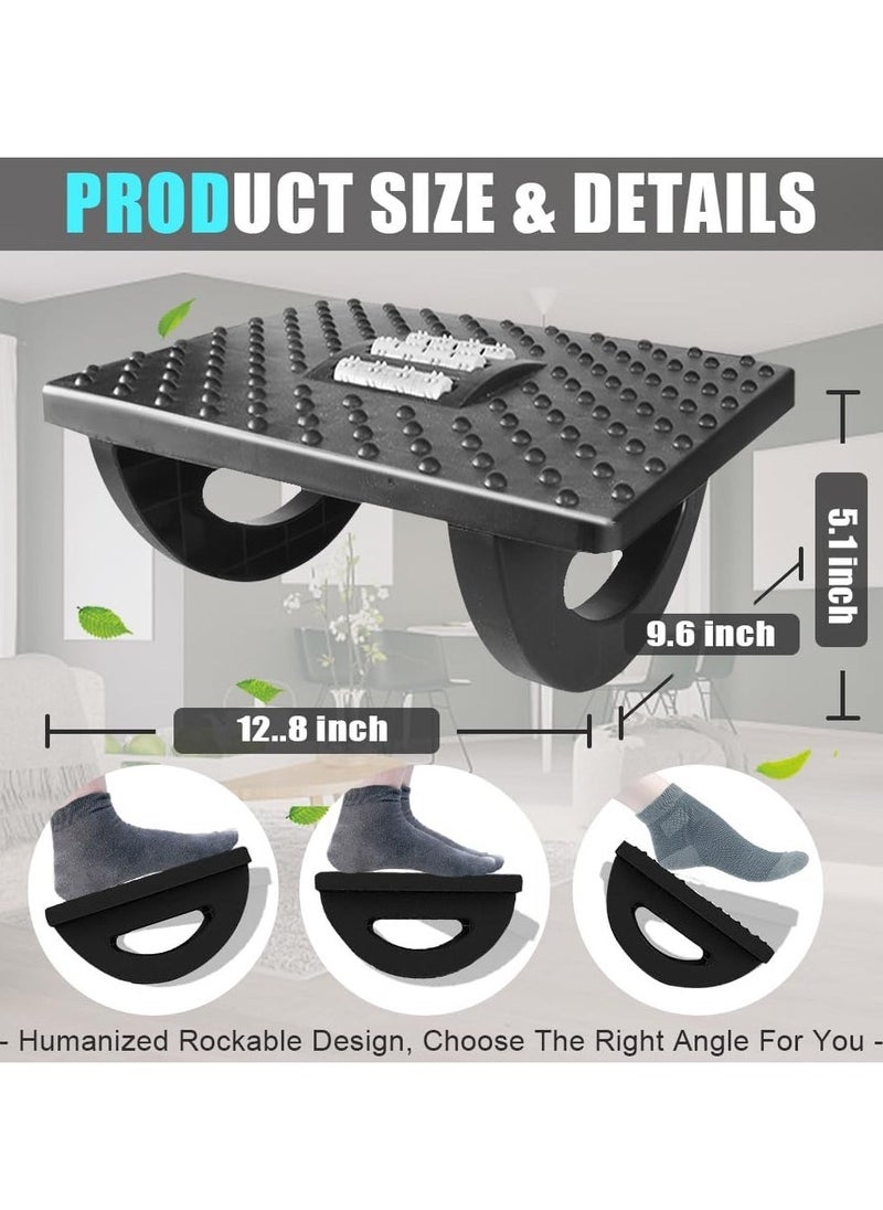 Arabest Ergonomic Foot Rest Under Desk, 180° Rocking Desk Foot Stool with Massage Surface, Foot Massager for Home, Office, Relieve Leg Pressure (Black)  - Image 2