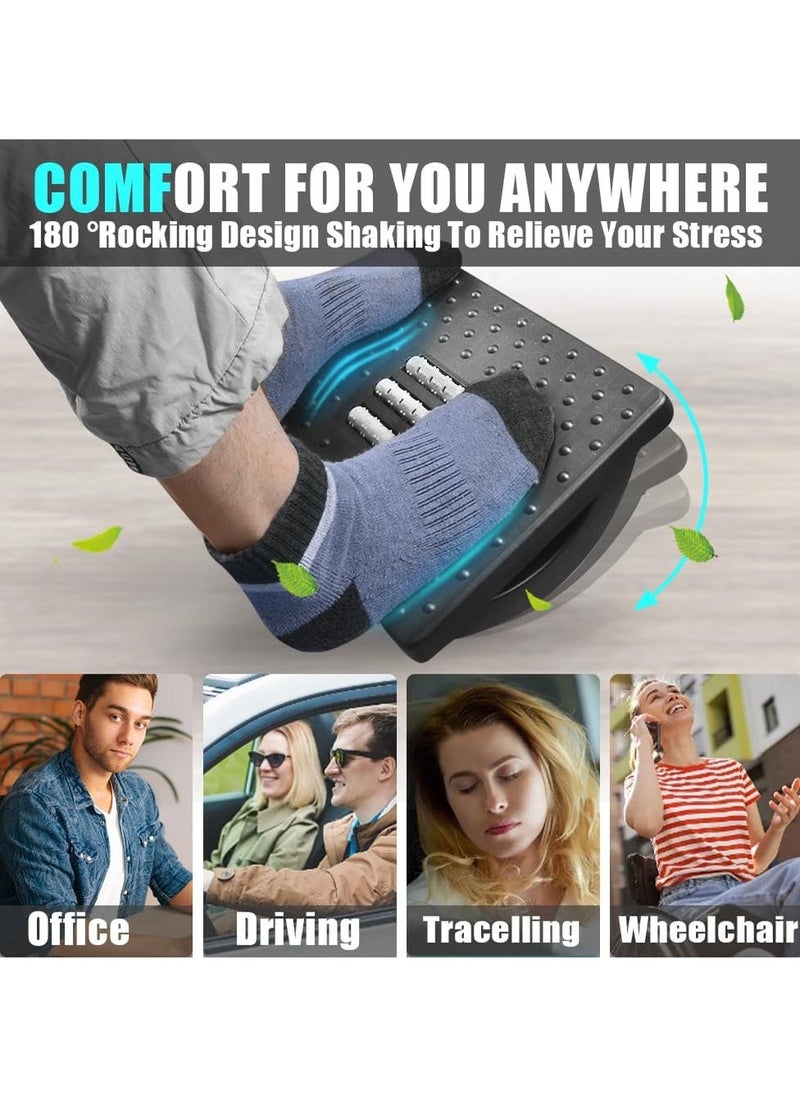 Arabest Ergonomic Foot Rest Under Desk, 180° Rocking Desk Foot Stool with Massage Surface, Foot Massager for Home, Office, Relieve Leg Pressure (Black)  - Image 4