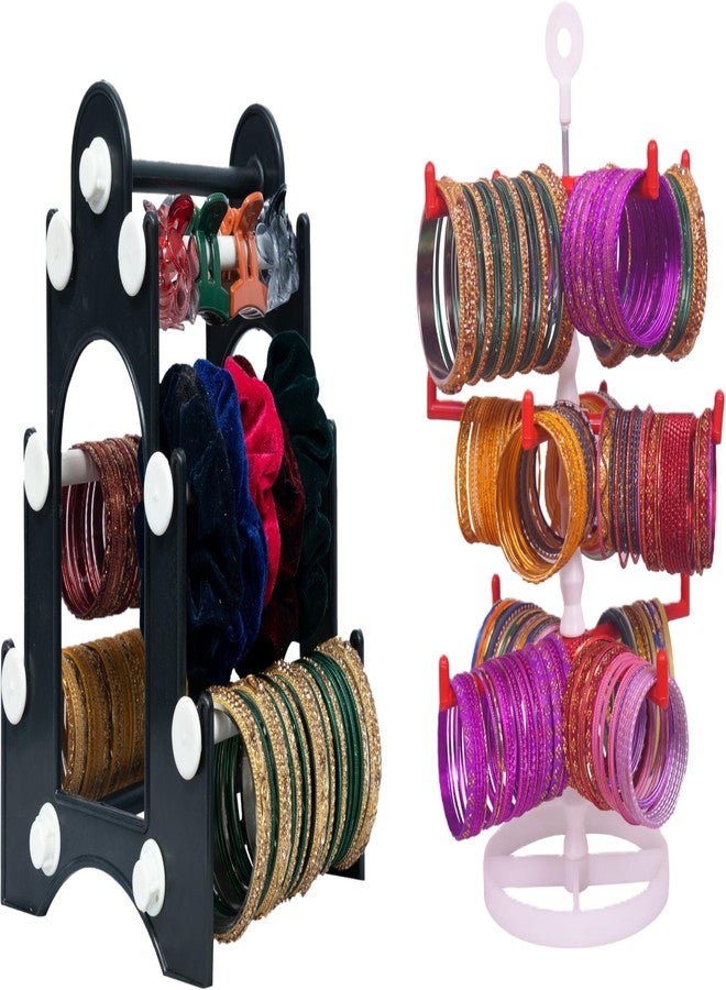 RSV Plastic Bangle Display Holder/Bangle Display Stand/Bangle Storage Organizer for Womens (White and Blue, White and Red, Pk2) - Image 5