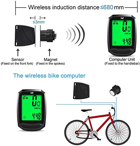 KASTEWILL Bicycle Speedometer Waterproof Wireless Cycle Bike Computer Bicycle Odometer with LCD Display & Multi-Functions - Image 5