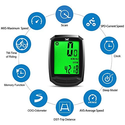 KASTEWILL Bicycle Speedometer Waterproof Wireless Cycle Bike Computer Bicycle Odometer with LCD Display & Multi-Functions - Image 2