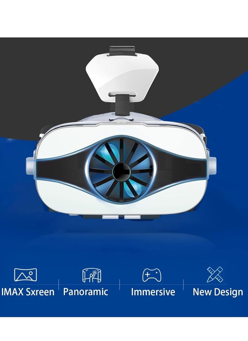 Virtual Reality 3D VR Headset Smart Glasses for Mobile Cell Phone Smartphones 4-6.4Inch Lenses Binoculars with Controller for iOS Compatible for Android Smartphone 5F Mini B03