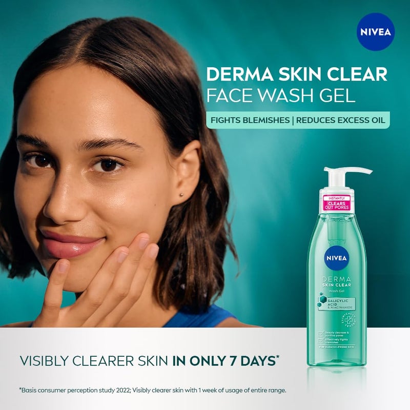 Nivea NIVEA Derma Skin Clear Wash Gel 150ml Deep Cleansing Face Wash Gel Salicylic Acid Face Wash Enriched with Niacinamide to Cleanse Pores and Remove Impurities - Image 2