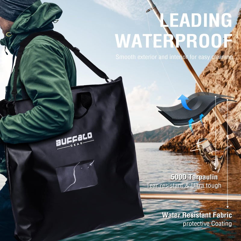 Buffalo Gear Heavy Duty Fishing Tournament Weigh Bag - Fish Weigh-in Catch Bag with Transparent Window & Oxygen Pump Pocket for Live Bait - Image 3