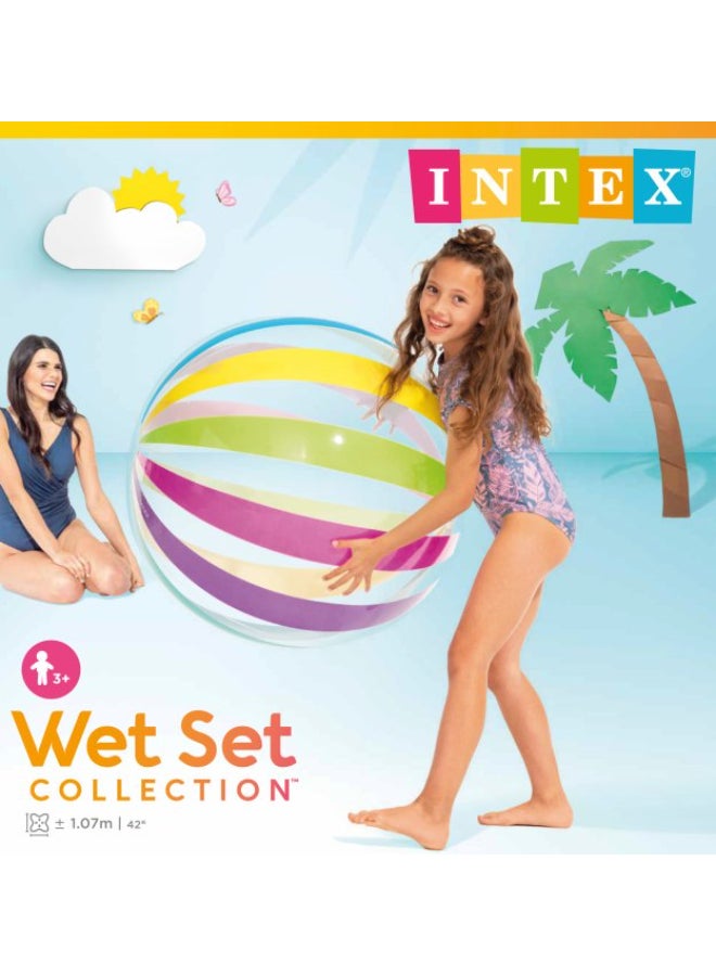 INTEX Jumbo Inflatable Beach Ball - 107cm (42-inch) Colorful Pool Toy - Ages 3+ - Image 2