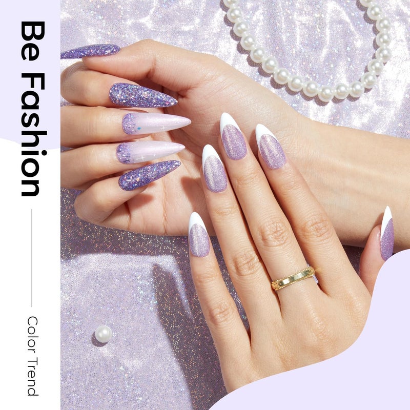 modelones مجموعة طلاء الأظافر الجل اللامع الأرجواني من موديلونز، 6 ألوان لامعة بنفسجية، جل أظافر قطة عين حورية البحر، طلاء أظافر لامع قابل للإزالة بواسطة LED للنساء والفتيات، هدية لفن الأظافر DIY - Image 3