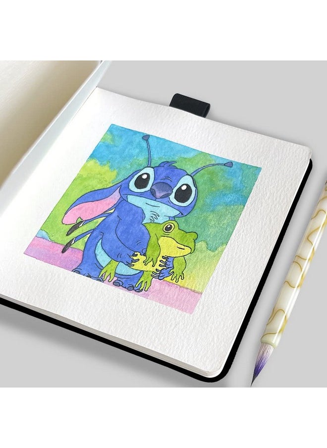 Qianshan Watercolor Sketchbook 5X5 Inch Portable Square Cloth Cover Notebook 20 Sheets Watercolor Textured Drawing Papers 300 Gsm Art Paper Sketchbook.Green Bear  - Image 3