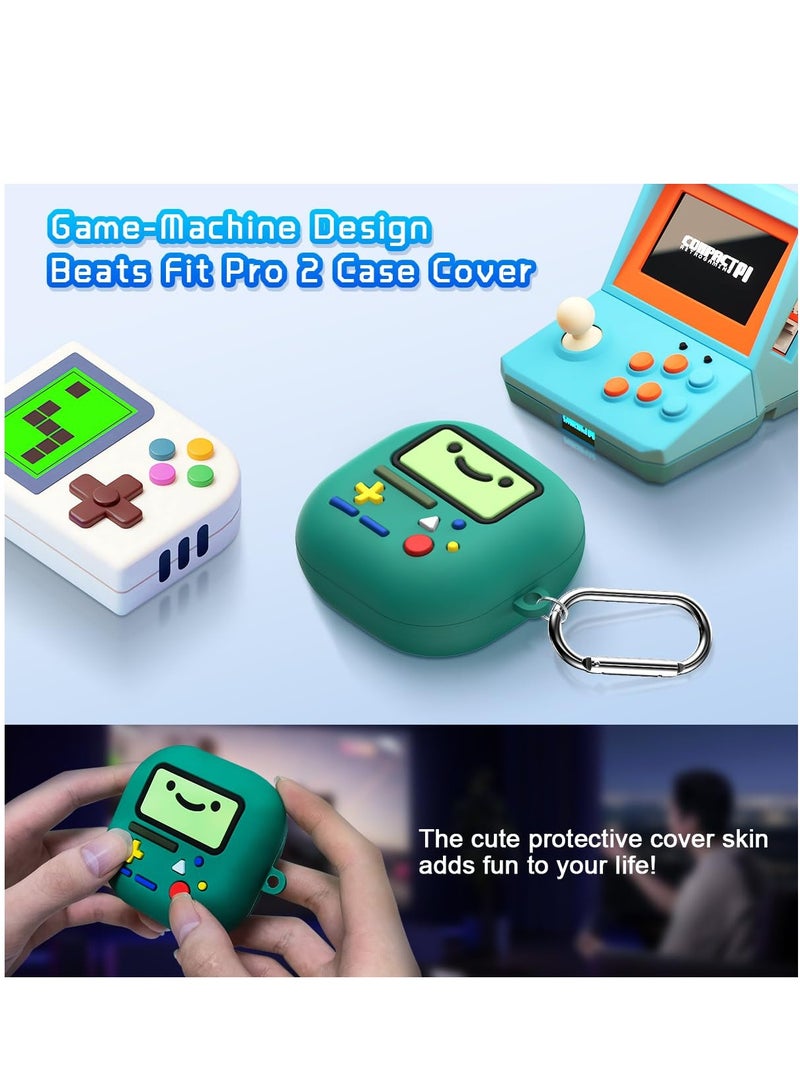 Shock-Absorbing Protective For Beats Fit Pro Case Cover Silicone Shell Compatible for Beats Fit Pro Charging Case with Carabiner (Green) - Image 5