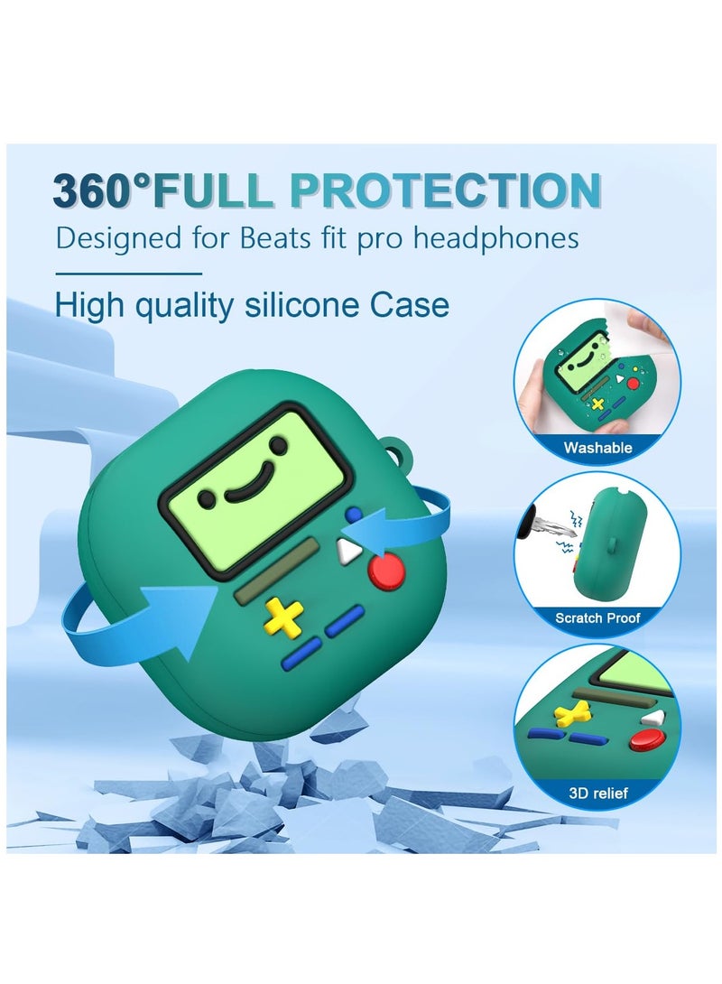 Shock-Absorbing Protective For Beats Fit Pro Case Cover Silicone Shell Compatible for Beats Fit Pro Charging Case with Carabiner (Green) - Image 3