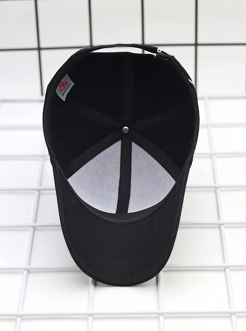 RR DESIGN Baseball Cap Cotton Plain Adjustable Cap for Men & Women(Black) - Image 5