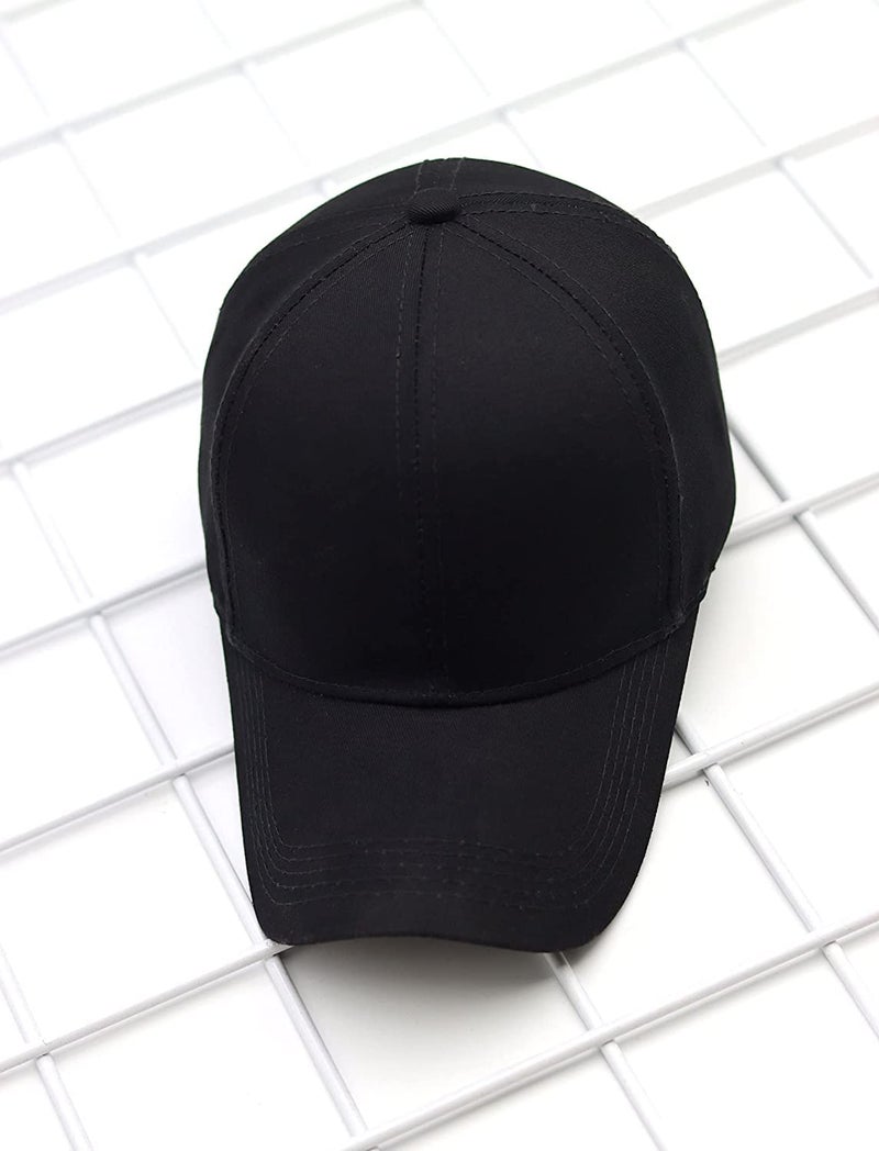 RR DESIGN Baseball Cap Cotton Plain Adjustable Cap for Men & Women(Black) - Image 2