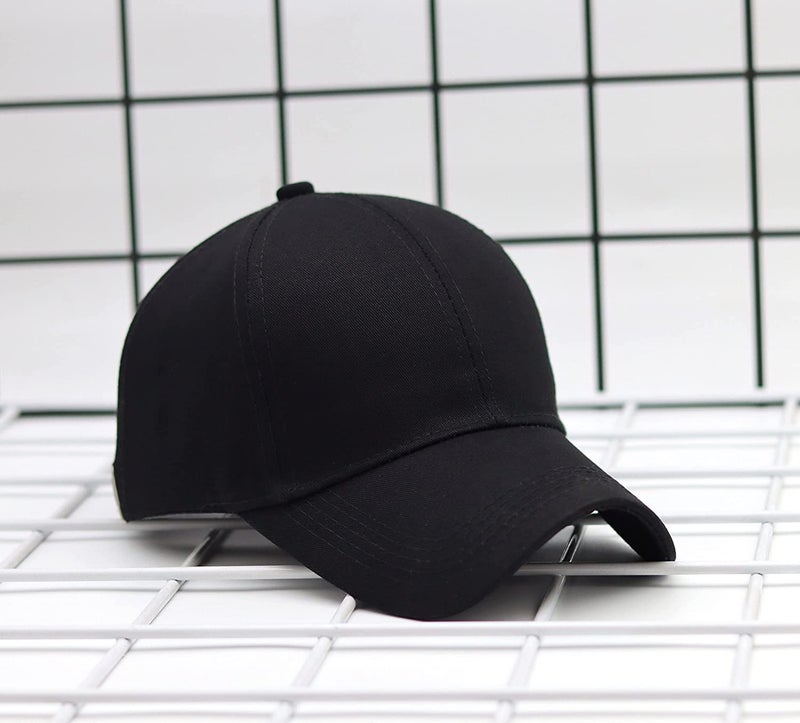 RR DESIGN Baseball Cap Cotton Plain Adjustable Cap for Men & Women(Black) - Image 3