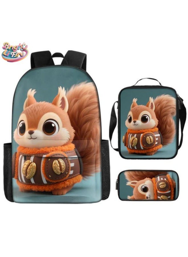 Bright Li Fire Unlock the new fashion of childish fun! Three-piece set of bags, cartoon elements for children and teenagers (students, children, friends' outings, mountain climbing, schooling, etc. can be used) - 30 - Image 1