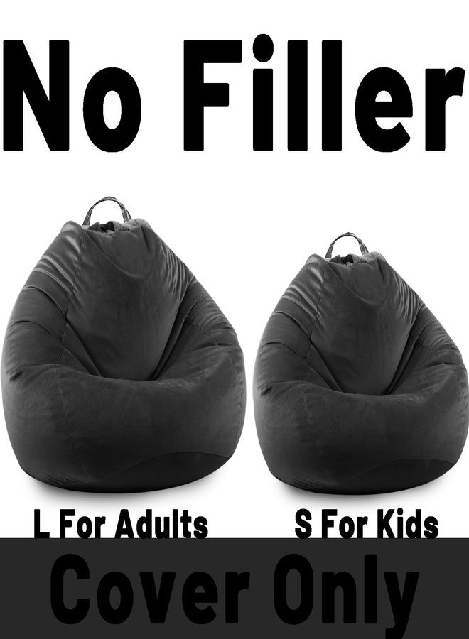 LPMOERA Stuffed Animal Storage Bean Bag Chair Cover (No Filler) Zipper Soft Fuzzy Fluffy Stuffable Bean Bag Cover for Organizing Children Plush Toys or Memory Black Large - Image 5