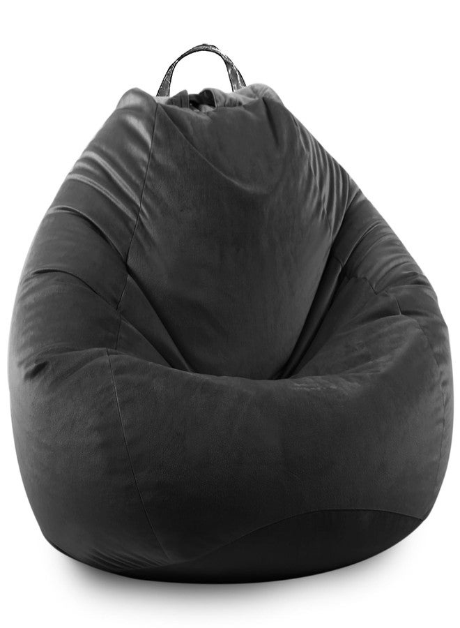 LPMOERA Stuffed Animal Storage Bean Bag Chair Cover (No Filler) Zipper Soft Fuzzy Fluffy Stuffable Bean Bag Cover for Organizing Children Plush Toys or Memory Black Large - Image 1