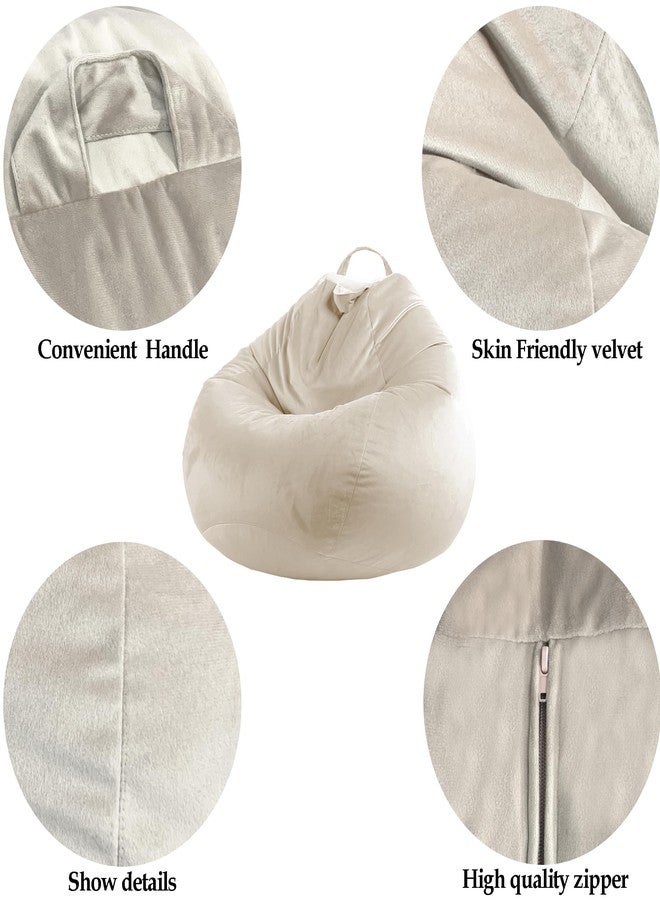 LPMOERA Stuffed Animal Storage Bean Bag Chair Cover (No Filler) Zipper Soft Fuzzy Fluffy Stuffable Bean Bag Cover for Organizing Children Plush Toys or Memory Black Large - Image 2