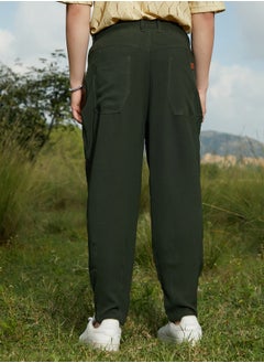 Campus Sutra Men's Sacramento Green Tapered Tailored Trousers  - Image 2