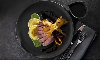 Everbuy® BPA Free Microwave Safe Full Plate Set for Kitchen Daily Use (28 cm) Black Dinner Plate Set of 3 - Image 2