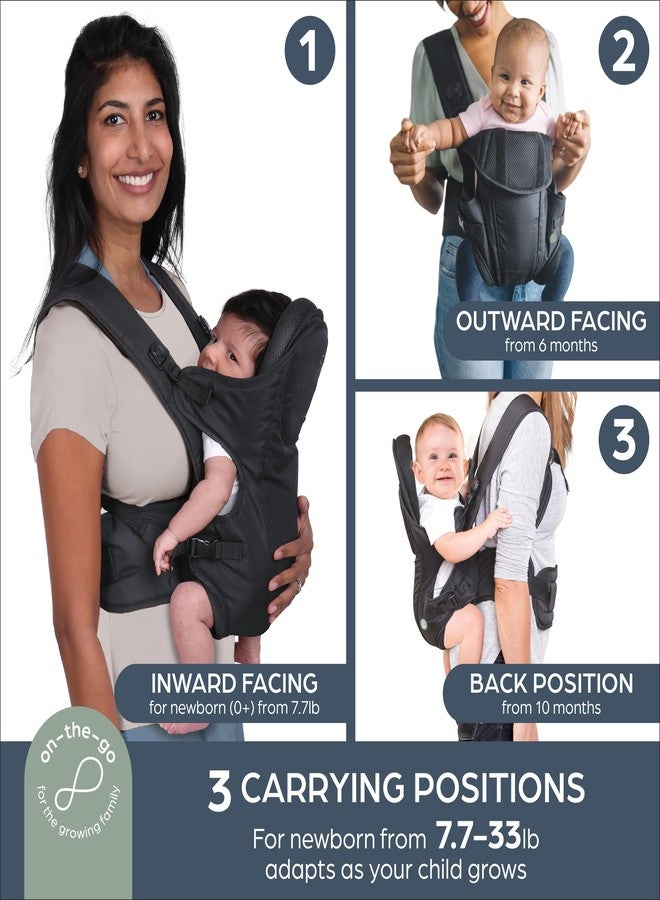 Dreambaby Manhattan Adjustable 3 in 1 Position Baby Carrier - IHDI Approved Hip Healthy - Newborns Toddlers up to 33lbs - Fits for Most Adult Sizes - Black - Model L296 - Image 2