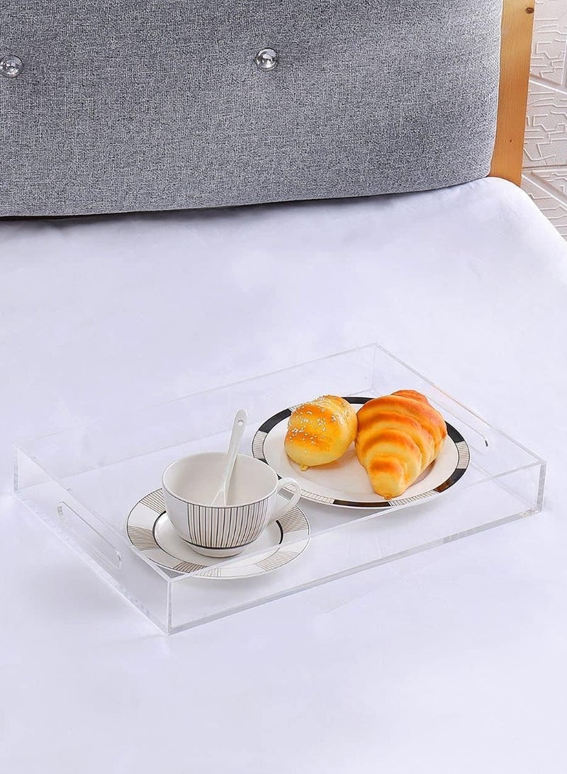 TPGP Clear Acrylic Ottoman Tray with Handles 12x16x2 Inch Spill Proof Serving Tray Safe Edge Organizer Tray Decorative Tray for Living Room Bedroom Kitchen Bathroom Coffee Table Countertop - Image 5