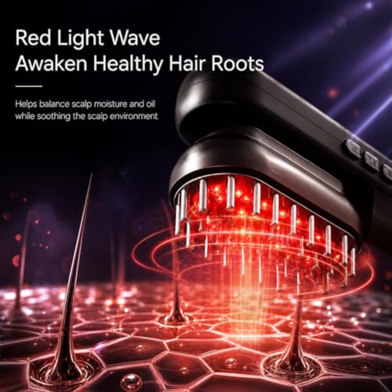 4-in-1 Red Light Therapy Scalp Massager Brush, Electric Hair Growth Comb with Microcurrent Facial Massage, Laser Hair Growth Comb with Interchangeable Heads for Scalp, Face, Neck and Body Care - Image 4