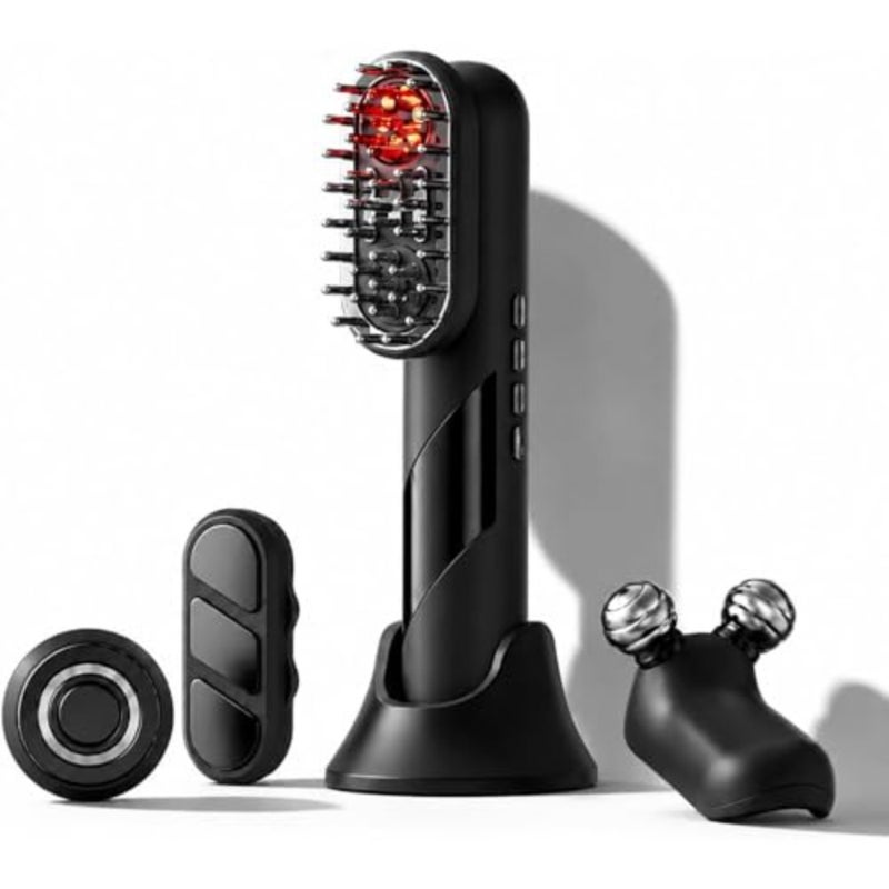 4-in-1 Red Light Therapy Scalp Massager Brush, Electric Hair Growth Comb with Microcurrent Facial Massage, Laser Hair Growth Comb with Interchangeable Heads for Scalp, Face, Neck and Body Care - Image 1