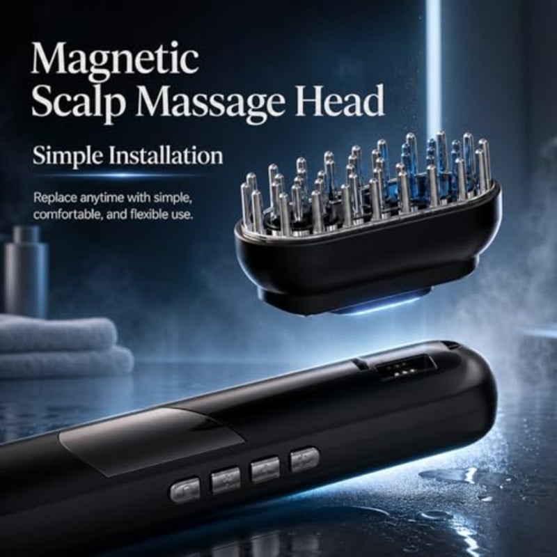 4-in-1 Red Light Therapy Scalp Massager Brush, Electric Hair Growth Comb with Microcurrent Facial Massage, Laser Hair Growth Comb with Interchangeable Heads for Scalp, Face, Neck and Body Care - Image 3