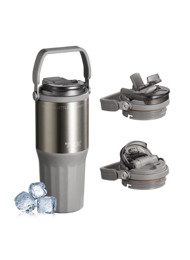 TKK 730ml Stainless Steel Water Bottle Keep Temperature for 6 to 12 Hours with Handle | Grey - Image 1