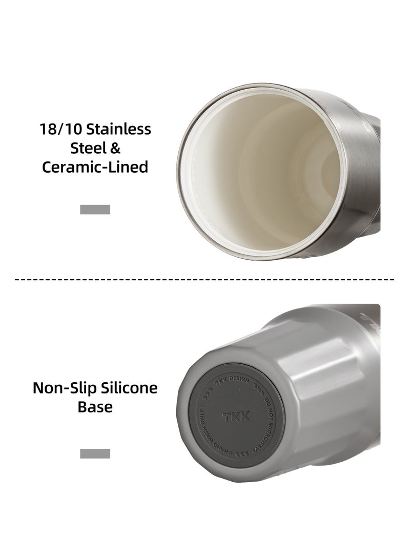 TKK 730ml Stainless Steel Water Bottle Keep Temperature for 6 to 12 Hours with Handle | Grey - Image 4