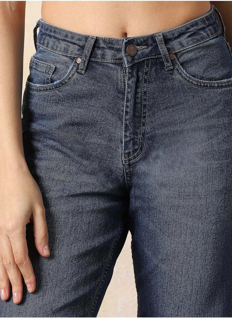 HIGH STAR Stay effortlessly stylish with this comfortable Blue Mom Jeans Washed design crafted from 98% cotton and 2% elastane with Button closure.