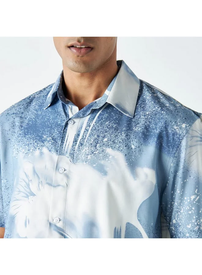 Iconic Iconic All-Over Print Shirt with Short Sleeves