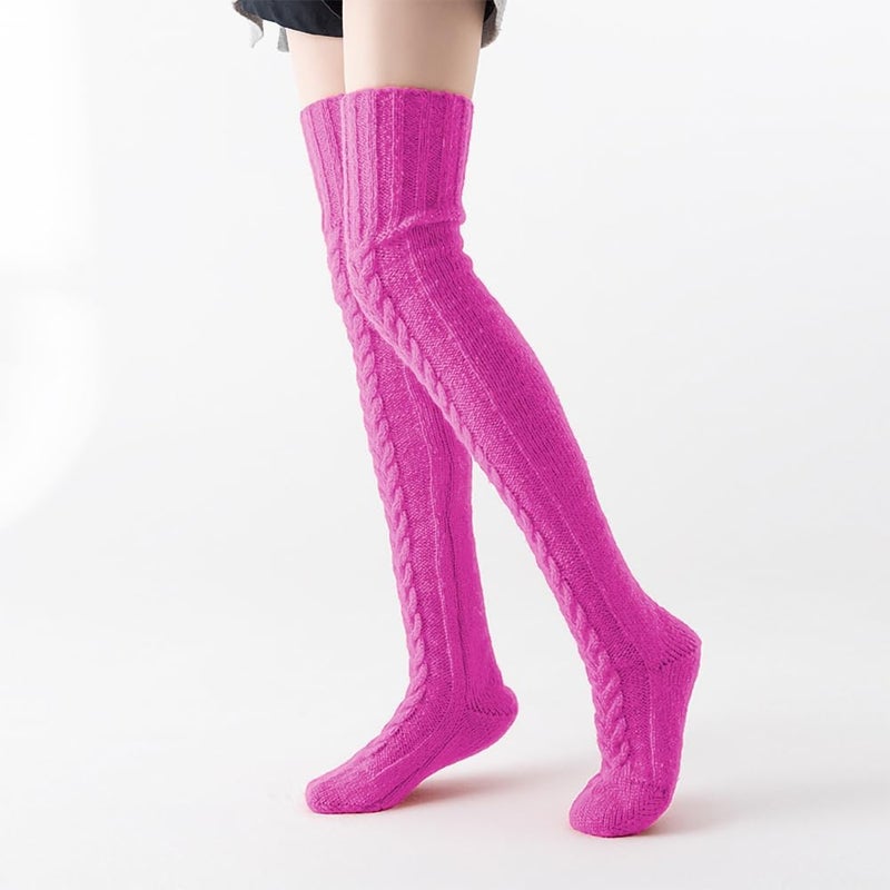 Pcavin Women's Thigh High Socks Over the Knee Cable Knit Boot Socks, Long Warm Fashion Leg Warmers Winter - Image 3