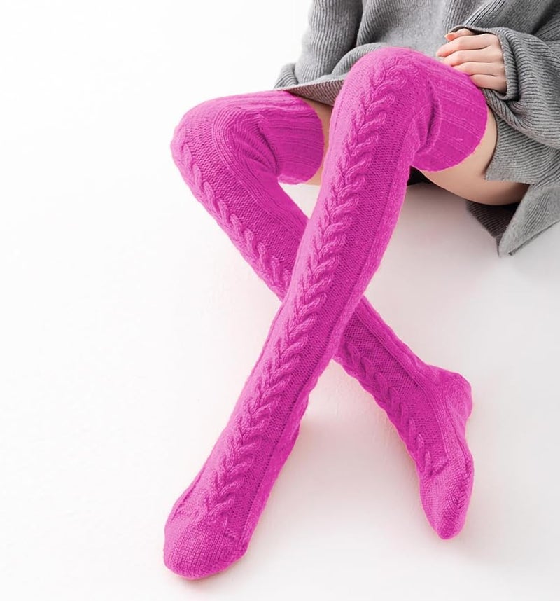 Pcavin Women's Thigh High Socks Over the Knee Cable Knit Boot Socks, Long Warm Fashion Leg Warmers Winter - Image 4
