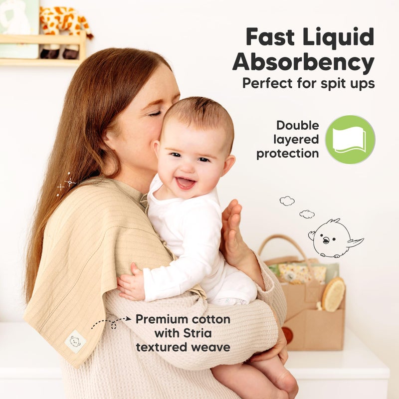 KeaBabies Organic Cotton Burp Cloths Baby Girl, Boy - 6-Pack Large Burping Clothes for Babies, Spit Up Rags, Super Soft & Absorbent Newborn Wash Towels, Gender Neutral, Non-Shrink (Stria, Boho) - Image 2