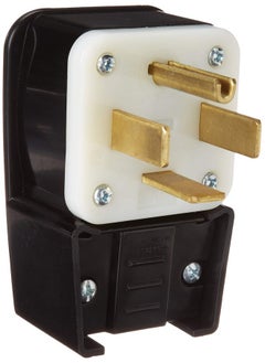 Leviton Leviton 9462-P 60 Amp, 125/250 Volt, Straight Blade, Plug, Industrial Grade, Grounding, Angle, Black  - Image 1