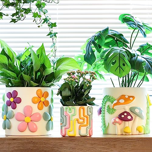 GUGUGO 8 Inch Pastel Mushrooms Planters, Cute Unique Rainbow Planter with Drainage, Colorful Vintage Retro Flower Plant pots for Indoor & Outdoor Plants, Eclectic Funny Room Decor Aesthetic (A,8 Inch) - Image 4