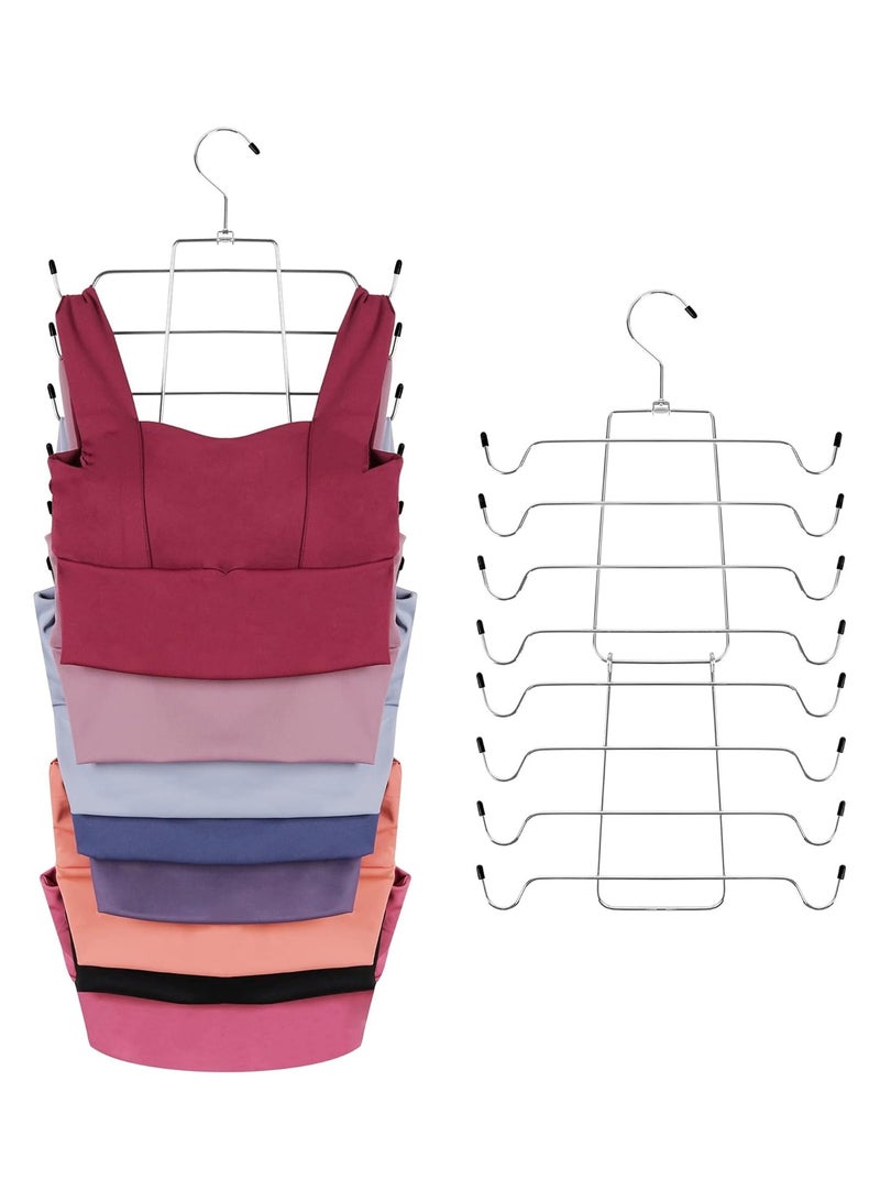 Mmmon 2 Pack Tank Top Hanger, Space Saving Bra Hanger, Non-Slip Hanging SportBras Holder, Closet Organizers and Storage for Camisoles Tank Tops Bras Ties Swimsuits Strappy Dress, Silver  - Image 1