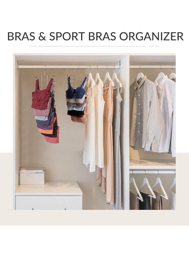 Mmmon 2 Pack Tank Top Hanger, Space Saving Bra Hanger, Non-Slip Hanging SportBras Holder, Closet Organizers and Storage for Camisoles Tank Tops Bras Ties Swimsuits Strappy Dress, Silver  - Image 3