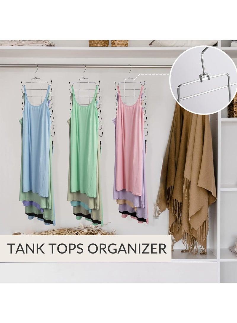 Mmmon 2 Pack Tank Top Hanger, Space Saving Bra Hanger, Non-Slip Hanging SportBras Holder, Closet Organizers and Storage for Camisoles Tank Tops Bras Ties Swimsuits Strappy Dress, Silver  - Image 4