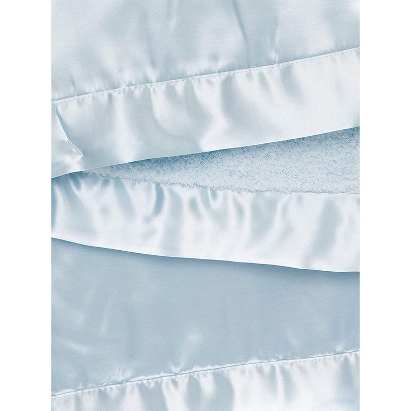 Little Giraffe Chenille Satin Baby Blanket 35" x 45", Blue - Image 3