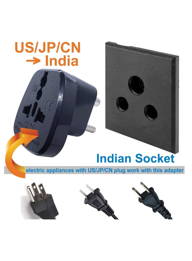 Type D Round Pins Travel Plug Adapter with Ground and Safety Shutter UAE EU DE US JP CN UK Plug Suitable for India Nepal Pakistan Socket Indian Plug 3 Pieces - Image 5